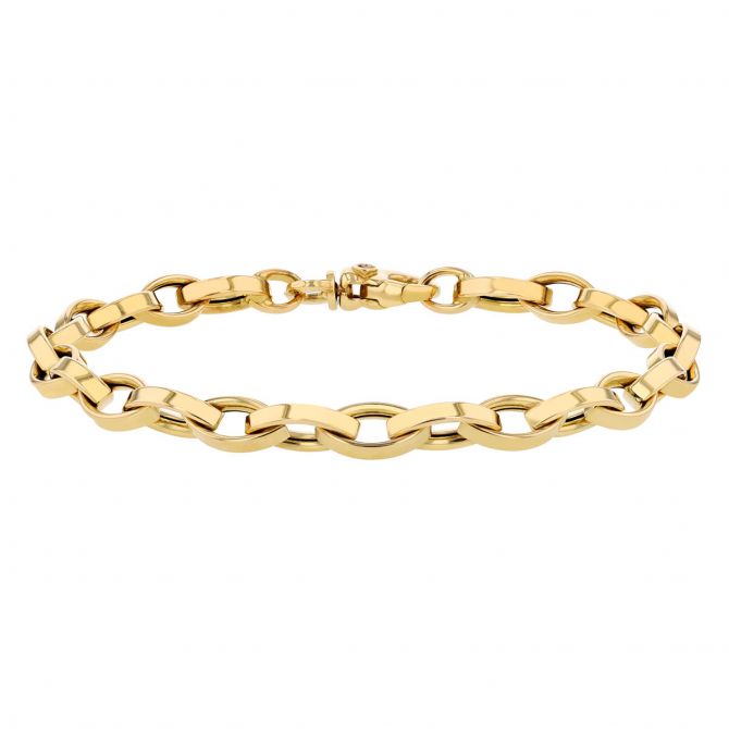 Roberto Coin Yellow Gold Almond Link Chain Bracelet, 7"